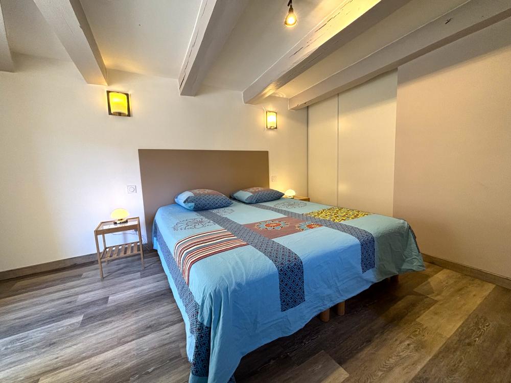 The second bedroom is set at the lowest level of the house 