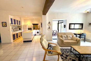 The large lounge with living and open plan kitchen 