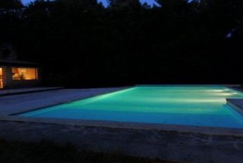 The large floodlit pool