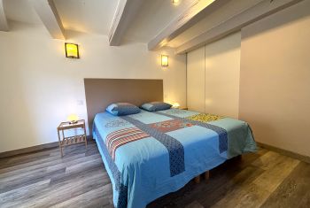 The second bedroom is set at the lowest level of the house 