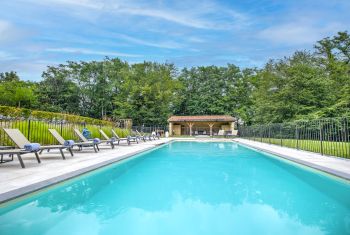 The heated swimming pool and pool house 